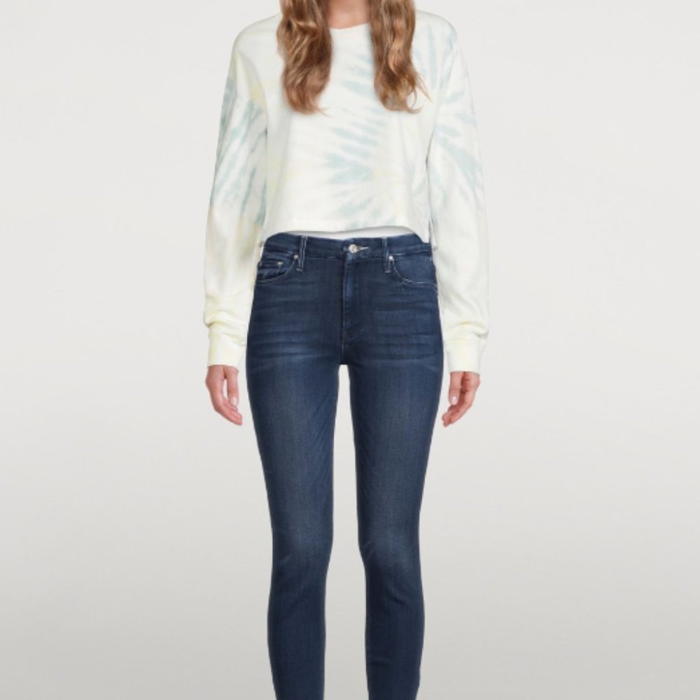 Mother Denim Looker High-Waisted Jeans With Ankle Fray